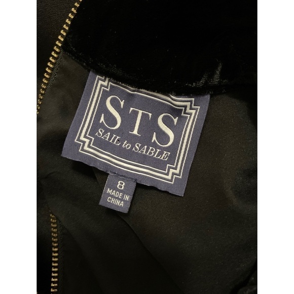 NWOT Sail to Sable Black Dress Velvet Trim Jewel Embellished Neckline Size 8 - Picture 4 of 5